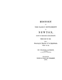 NEWTON, MA:  HISTORY OF THE EARLY SETTLEMENT OF NEWTON from 1639-1800, with a Gen. Register.