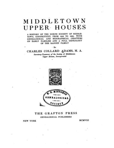 MIDDLETOWN, CT:   MIDDLETOWN UPPER HOUSES: A History of the North Society of Middletown, CT from 1650 to 1800 (Hardcover)