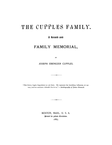 Cupples Family, a record and family memorial 1887