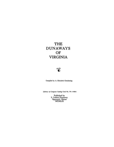 DUNAWAY: The Dunaways of Virginia 1959