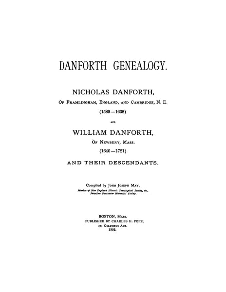 DANFORTH Genealogy; Nicholas Danforth of Framlingham, England & Cambri ...