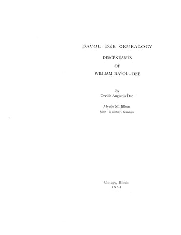 DAVOL - DEE GENEALOGY Descendants of William Davol - Dee 1954
