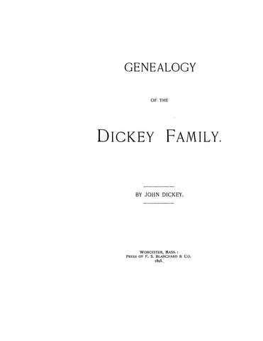 DICKEY: Genealogy of the Dickey family 1898
