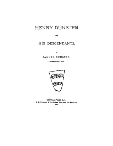 DUNSTER: Henry Dunster and his descendants 1876