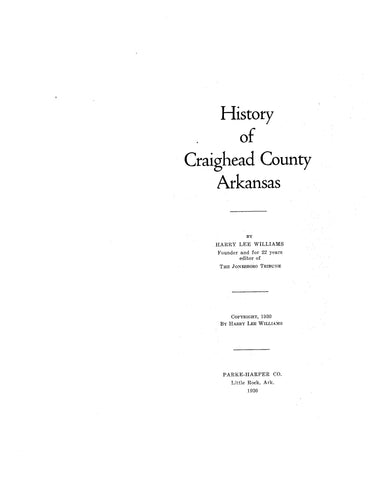 CRAIGHEAD, AR:  HISTORY OF CRAIGHEAD COUNTY (Hardcover)