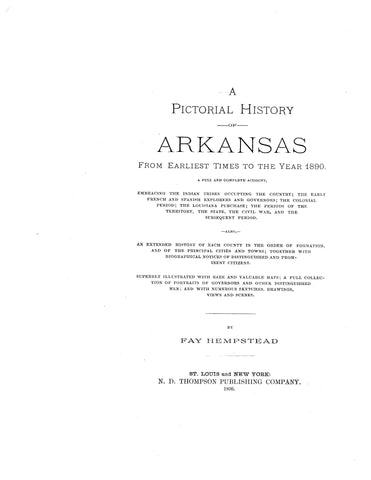 ARKANSAS:  PICTORIAL HISTORY OF ARKANSAS (Hardcover)