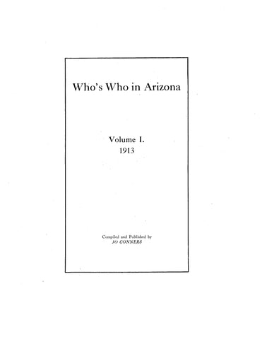 WHO'S WHO IN ARIZONA, Volume I (all published) (Hardcover)