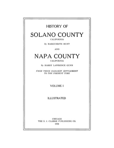 SOLANO, CA:  HISTORY OF SOLANO & NAPA COUNTY.