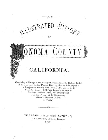 SONOMA, CA:  ILLUSTRATED HISTORY OF SONOMA COUNTY,  (Hardcover)