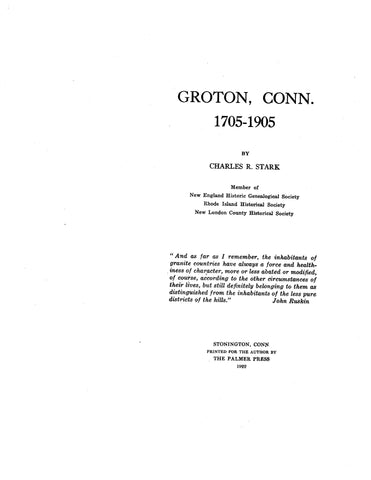 GROTON, CT:  GROTON, 1705-1905.