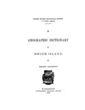 CONNECTICUT: GEOGRAPHIC DICTIONARY OF CONNECTICUT & RHODE ISLAND. (Softcover)
