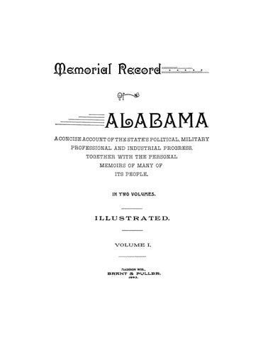 ALABAMA: MEMORIAL RECORD OF ALABAMA (Hardcover)