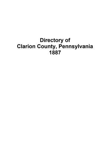 PENNSYLVANIA: Directory of Clarion County, Pennsylvania for 1887