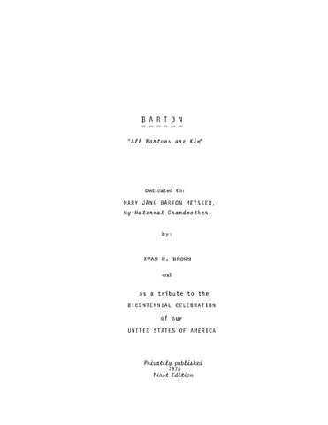 BARTON: "All Bartons are Kin" (Softcover)