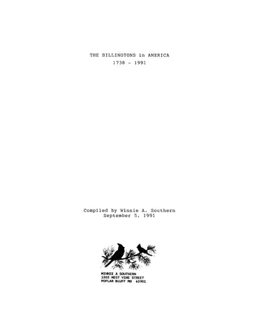 BILLINGTON: The Billingtons in America 1738-1991 (Softcover)