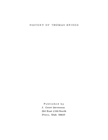 BRIGGS: History of Thomas Briggs (Softcover)