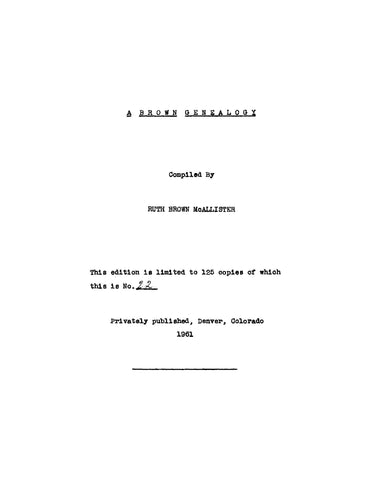 BROWN: A Brown Genealogy (Softcover)