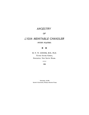CHANDLER: Ancestors of Lydia Mehitable Chandler (Softcover)