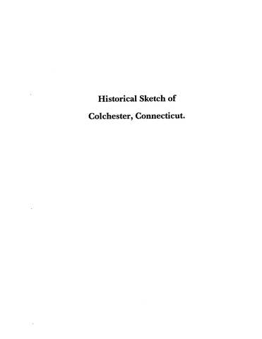 COLCHESTER, CT: Extracted from History of New London County, Connecticut (Softcover)