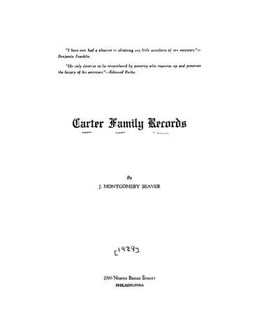 CARTER: Carter Family Records (Softcover)