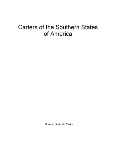 CARTER: Carters of the Southern States of America (Softcover)