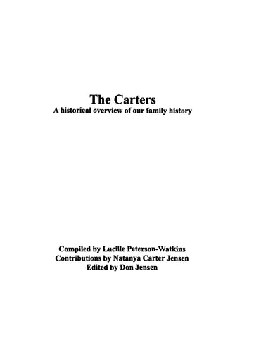 CARTER: Carters, a Historical Overview of our Family History