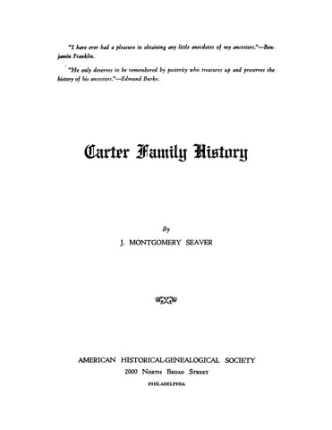 CARTER: Carter Family History (Softcover)
