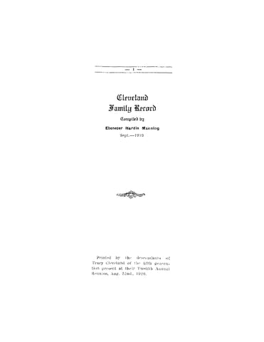 CLEVELAND: Cleveland Family Record 1919 (Softcover)
