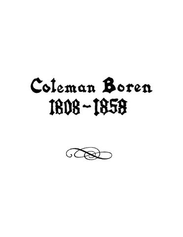 COLEMAN-BOREN: Coleman Boren 1808-1858 (Softcover)