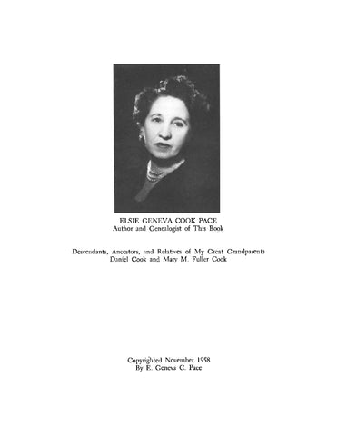 COOK: Descendants, Ancestors, and Relatives of my Great Grandparents Daniel Cook and Mary M Fuller Cook