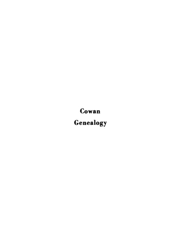 COWAN: The Family of William Cowan and Anna Wilson (Softcover)