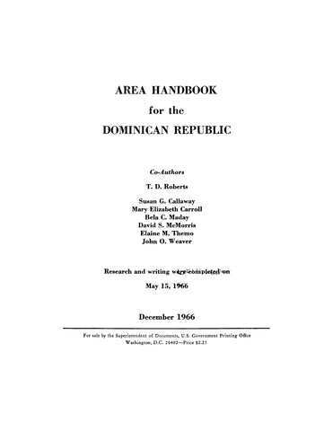 DOMINICA: Area Handbook for the Dominican Republic