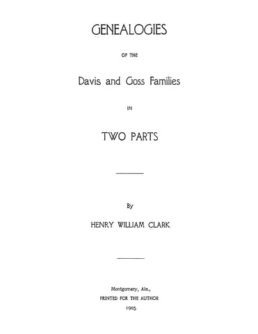 DAVIS: Genealogies of the Davis and Goss families, in Two Parts
