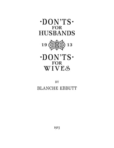 Don'ts for Husbands and Don'ts for Wives (Softcover)