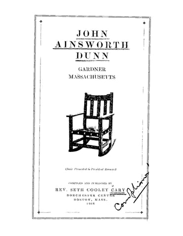 DUNN: John Ainsworth Dunn of Gardner, Massachusetts (Softcover)