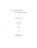 DURFEE: Descendants of Thomas Durfee of Portsmouth, RI, vol I 1902