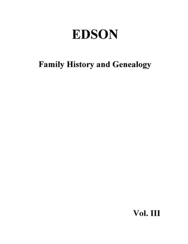 EDSON FAMILY HISTORY AND GENEALOGY: Volume III (2003) (HARDCOVER) 2003