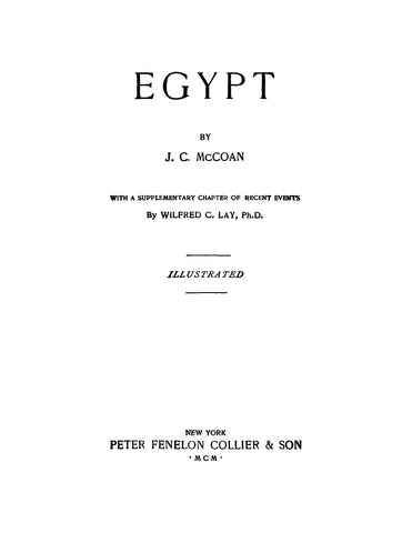 EGYPT: Egypt, with a Supplementary Chapter of Recent Events, Illustrated