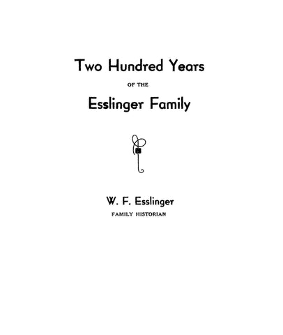 ESSLINGER: Two hundred years of the Esslinger family 1950
