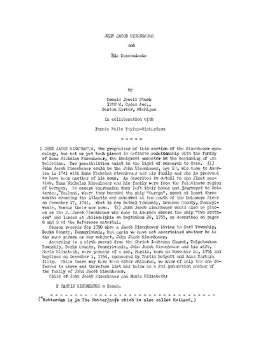 EISENHAUER: John Jacob Eisenhauer and his Descendants (Softcover)