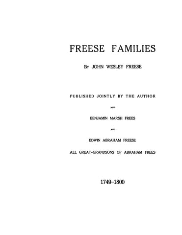 Freese Families, 1749-1800