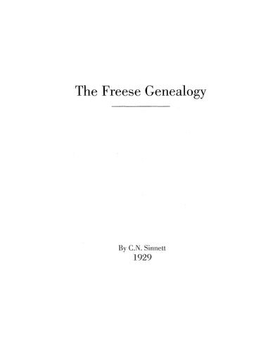 Freese genealogy (Softcover) 1929
