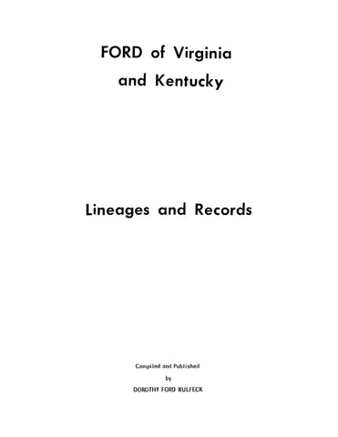 FORD: Ford of Virginia and Kentucky, Lineages and Records (Softcover)