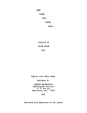 FORE: Fore, Foree, Ford Family Notes