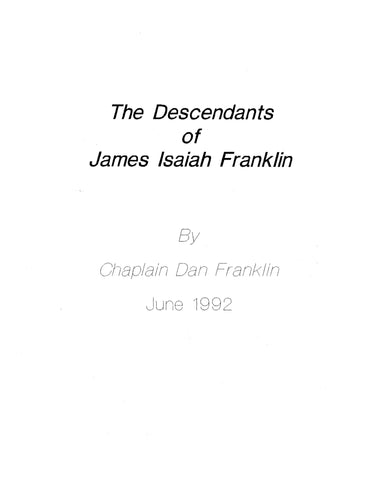 FRANKLIN: Descendants of James Isaiah Franklin (b. 1825, St. Helena Parish, Louisiana)