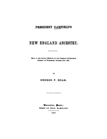 GARFIELD: President Garfield's New England Ancestry (Softcover)