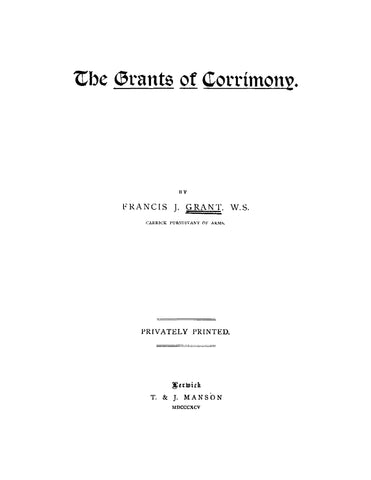 GRANT: The Grants of Corrimony (Softcover)