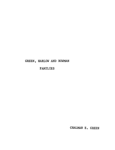 GREEN: Green, Harlow and Bowman Families (Softcover)