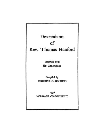 HANFORD: Descendants of Rev. Thomas Hanford of CT 1936