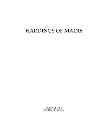 HARDING: Hardings of Maine
